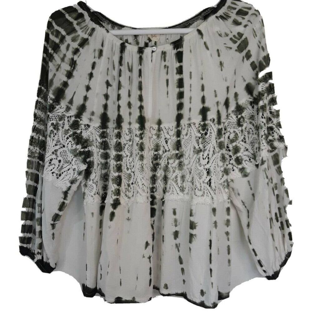Womens Sz M Fairy Y2K 90s Flowy Lace Tie-dyed Flowy Off Shoulder Hyku Top